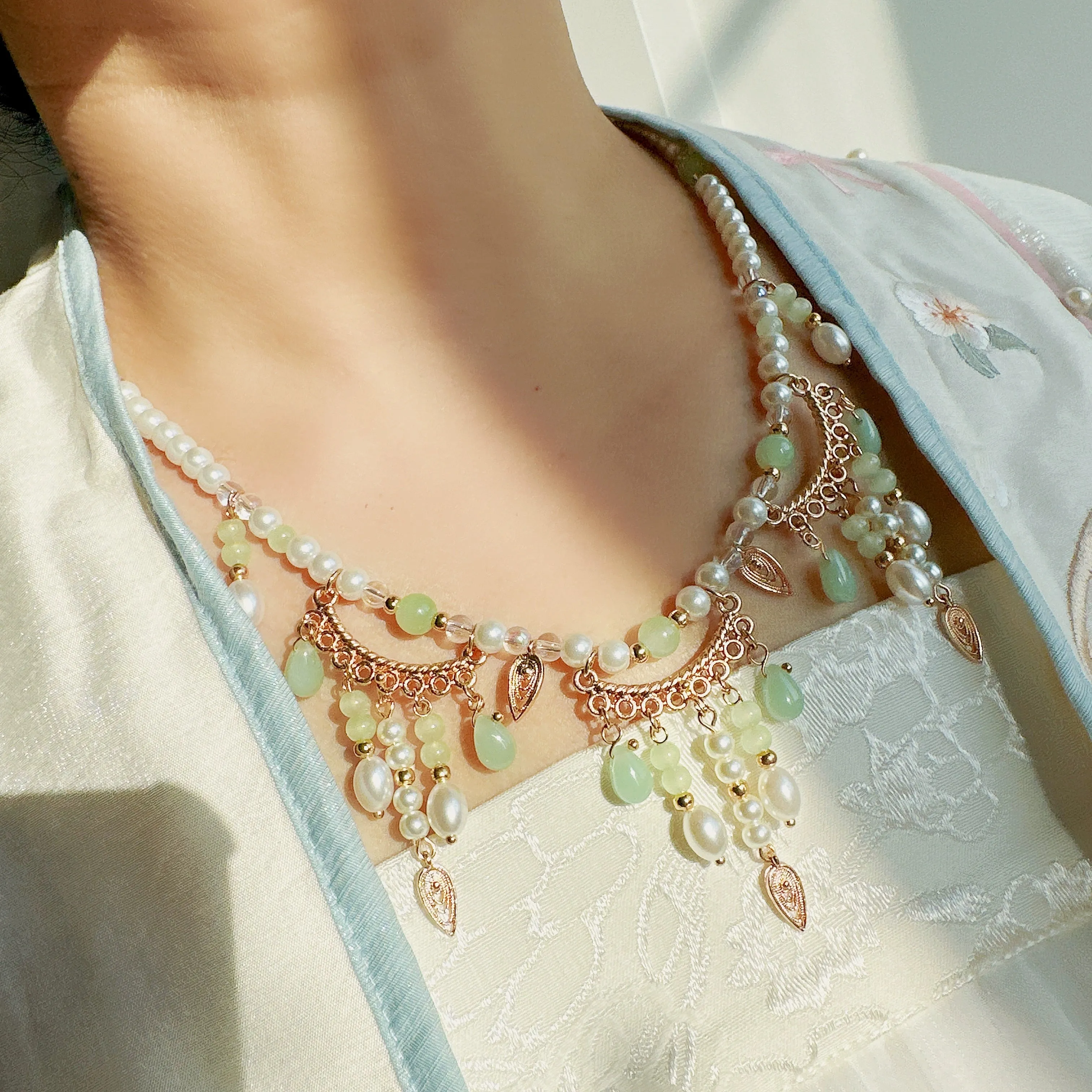 Yingluo 璎珞 Pearl & Jade Necklace